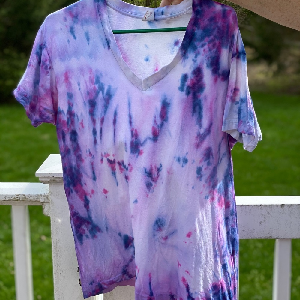 Purple and blue v neck T-shirt